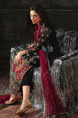 Charizma chiffon suit with dupatta and raw silk trouse