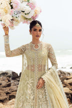 “Leela by Afrozeh – original Pakistani embroidered organza suit with raw silk trouser, perfect for wedding and festive wear”