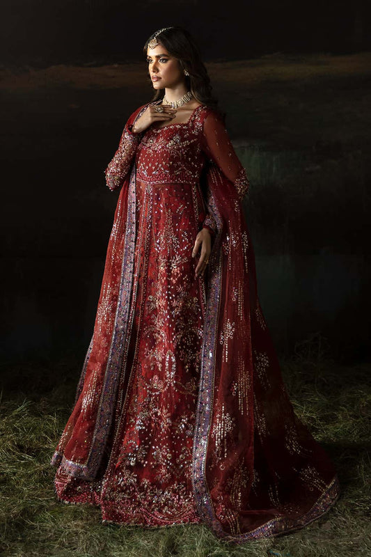 Hand-embellished sleeves of Afrozeh Anaya Pakistani formal suit with silk borders
- Embroidered organza dupatta with silk borders – Afrozeh Anaya Pakistani bridal outfit
-