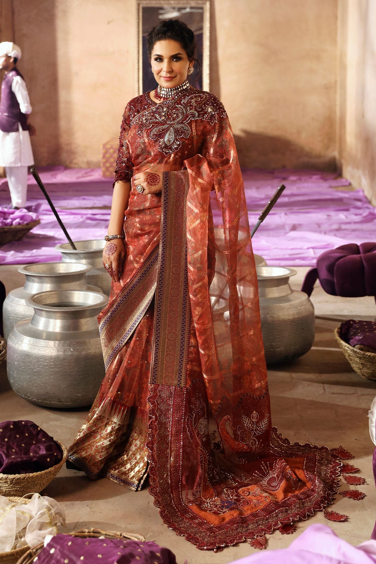 “NL-71 GEHNA original Pakistani embroidered organza suit”