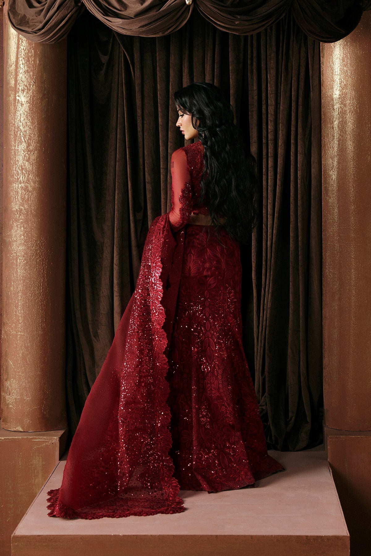 Lover by Afrozeh - La Fuchsia 2026 hand-embellished embroidery detail | Aangan