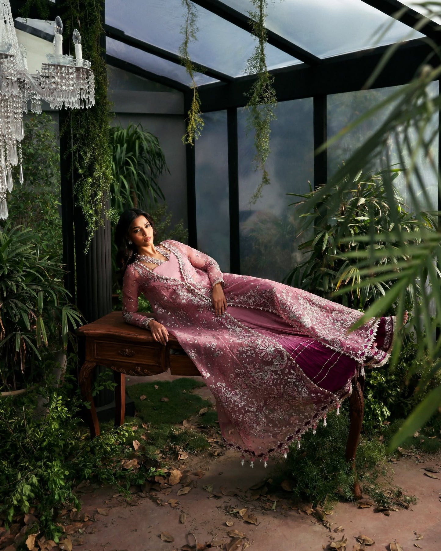 Afrozeh LaFuchsia '25 – Pink Organza & Magenta Silk Embroidered Unstitched 3-PC Suit