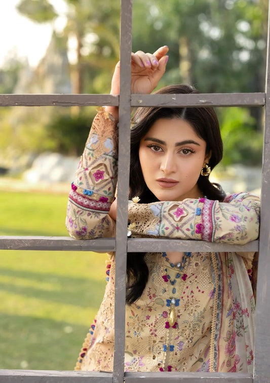 Elaf Chikankari Prints Lawn 2026=ERC-5B KHUSHEE Aangan the essence of lawn & chiffon