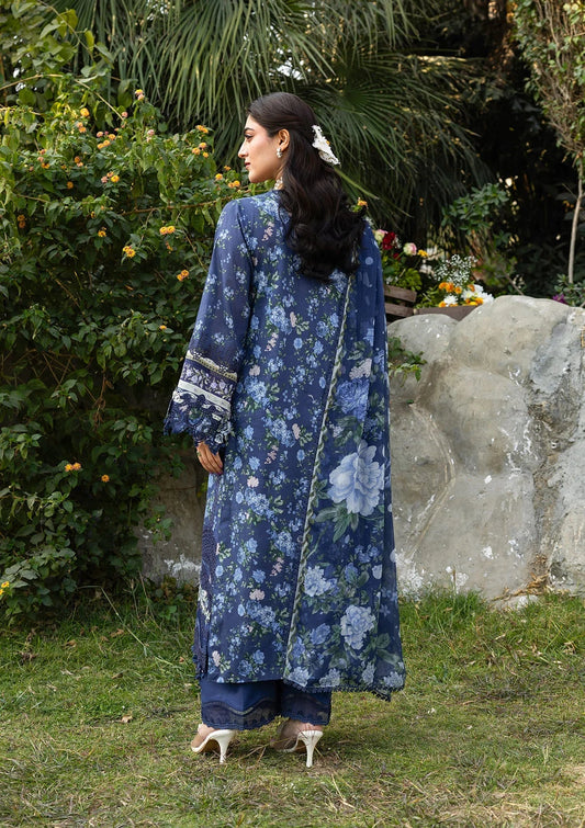 Elaf Chikankari Prints Lawn 2026=ERC--3B NEEL Aangan the essence of lawn & chiffon