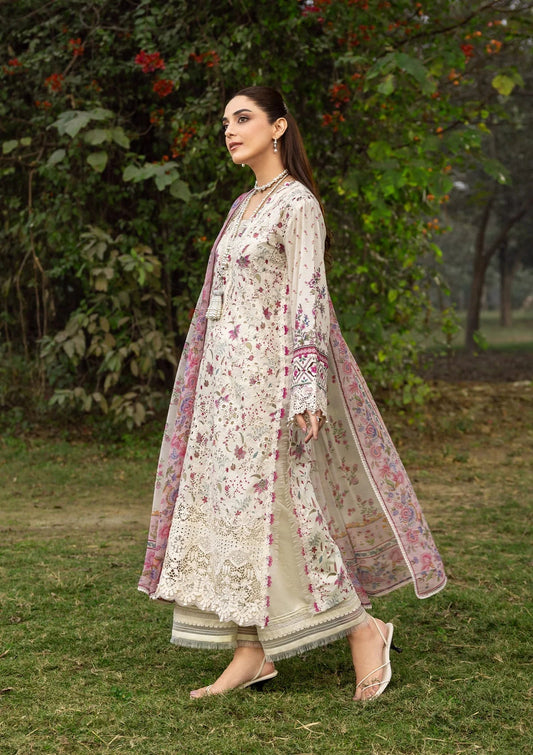 Elaf Chikankari Prints Lawn 2026=ERC-5A MEHR Aangan the essence of lawn & chiffon