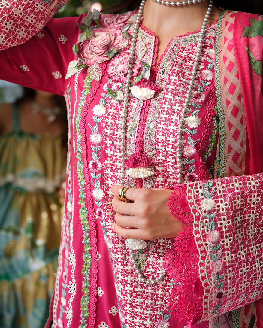 Mushq Amoi luxury lawn 2026= Blushing Rose Aangan | the Essence of Lawn & Chiffon