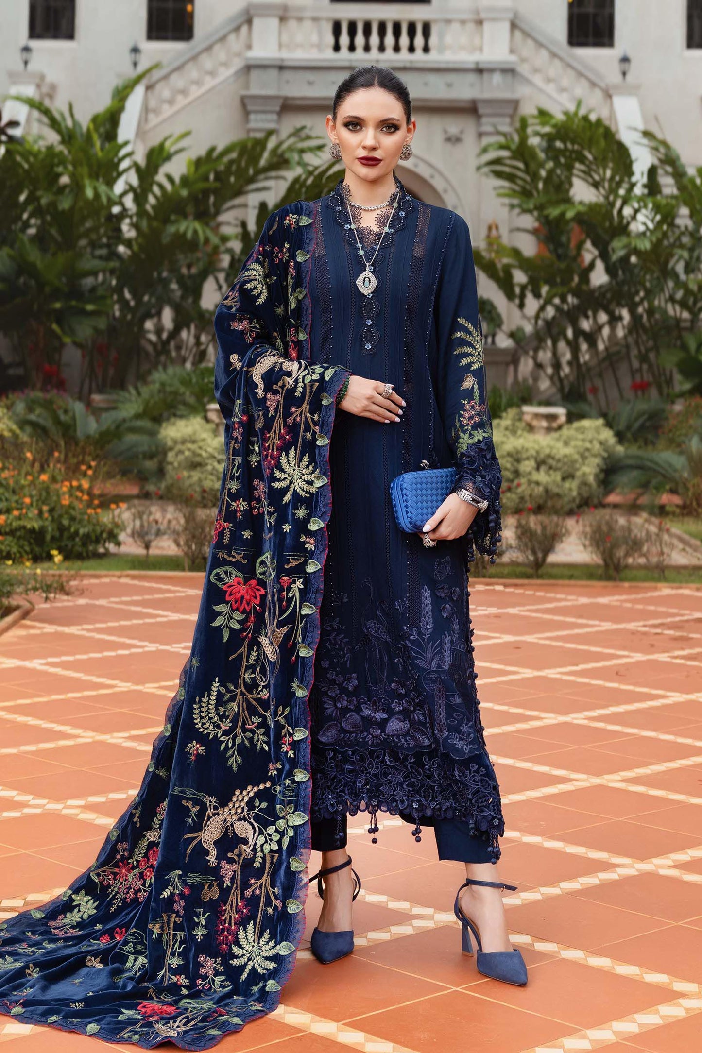 Maria.b winter lux 2025-WL-1312 Aangan the essence of lawn & chiffon