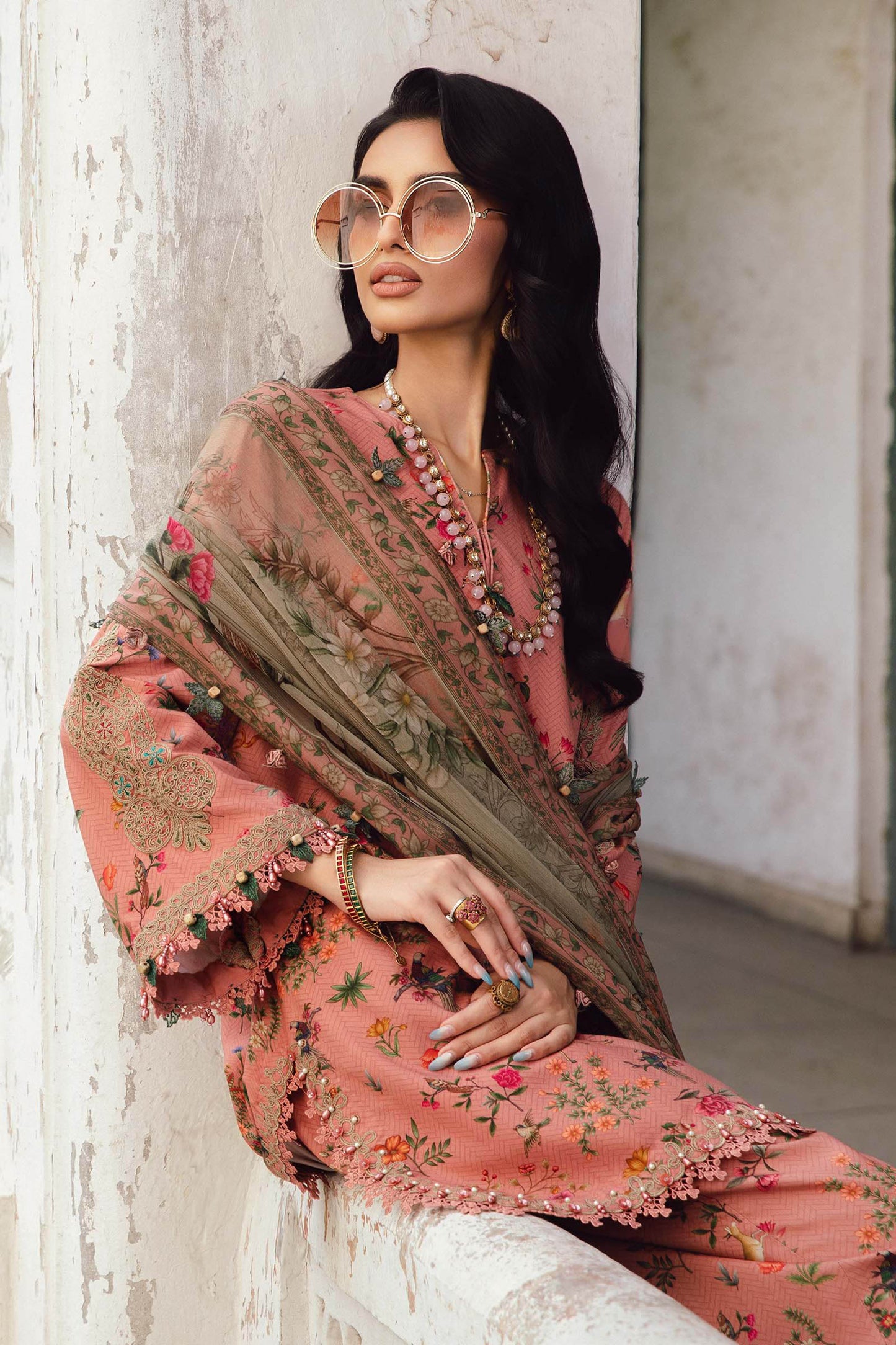 MARIA B Mprints Fall Winter Collection 2025 | MPT-2707=A Aangan the essence of lawn & chiffon
