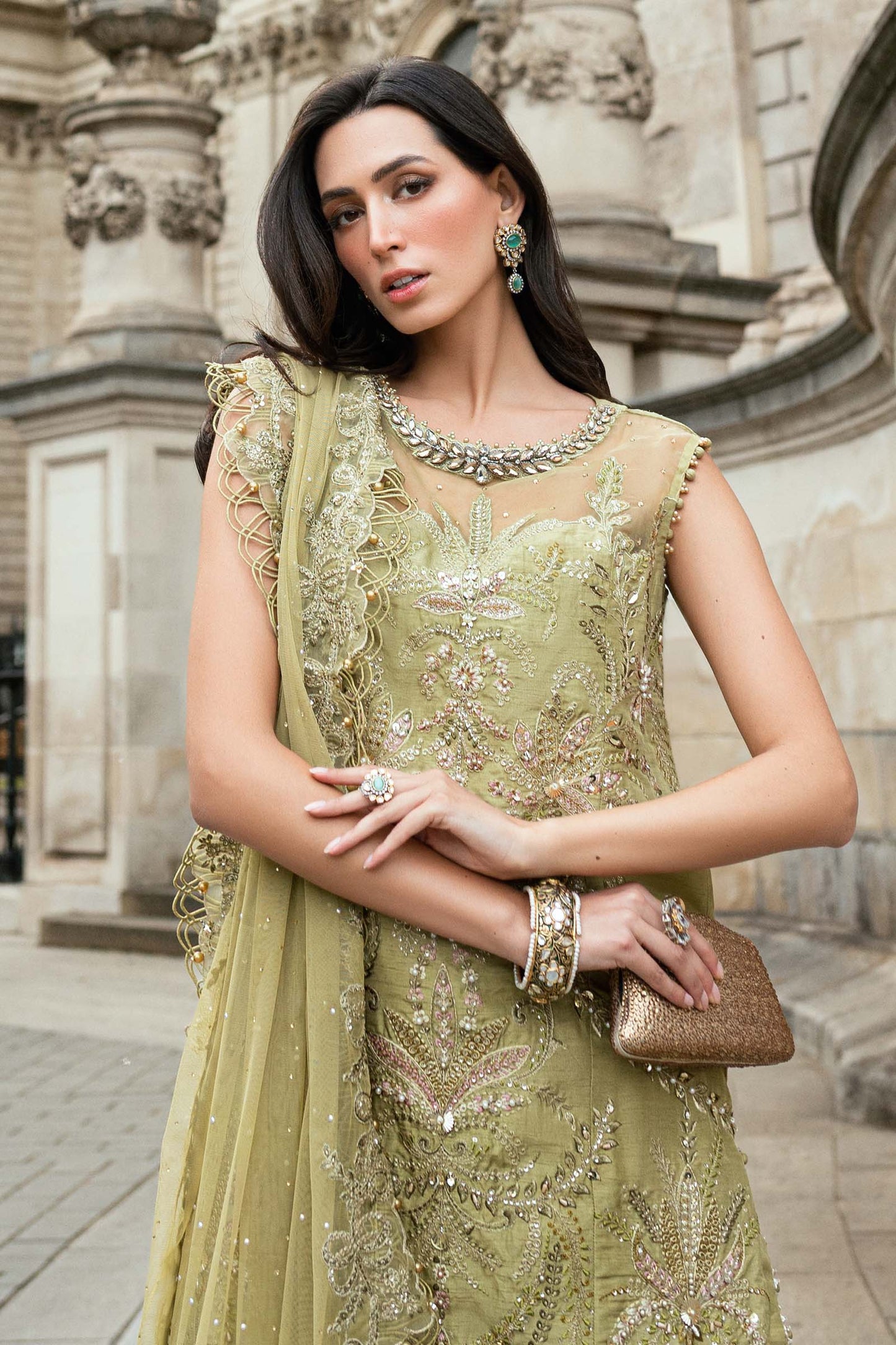 MARIA B soiree 3 Piece Unstitched Embroidered Raw Silk Suit Aangan.the essence of lawn & chiffon