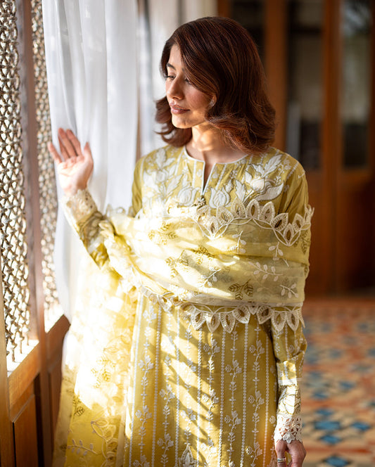 Mushq Astoria Festive Lawn '26-evadne Aangan the essence of lawn & chiffon