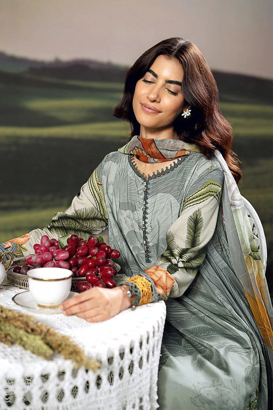 MB-PFUS25-06A | Maria B | Mbasic Fall Collection 2025 Aangan.the essence of lawn & chiffon