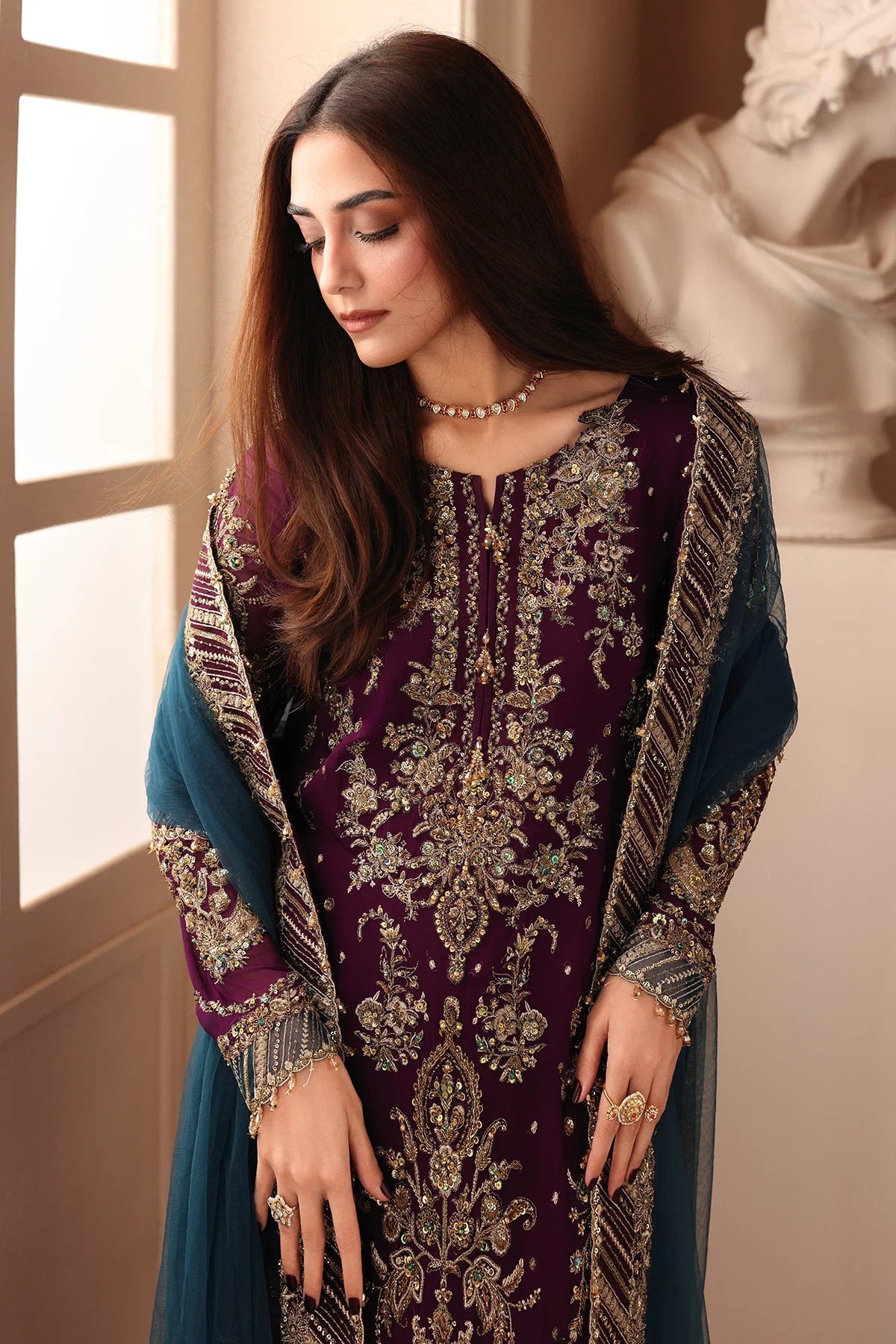 Charizma Dastan-e-Jashan Vol 1 2026 Design 01 - embroidered chiffon dupatta detail