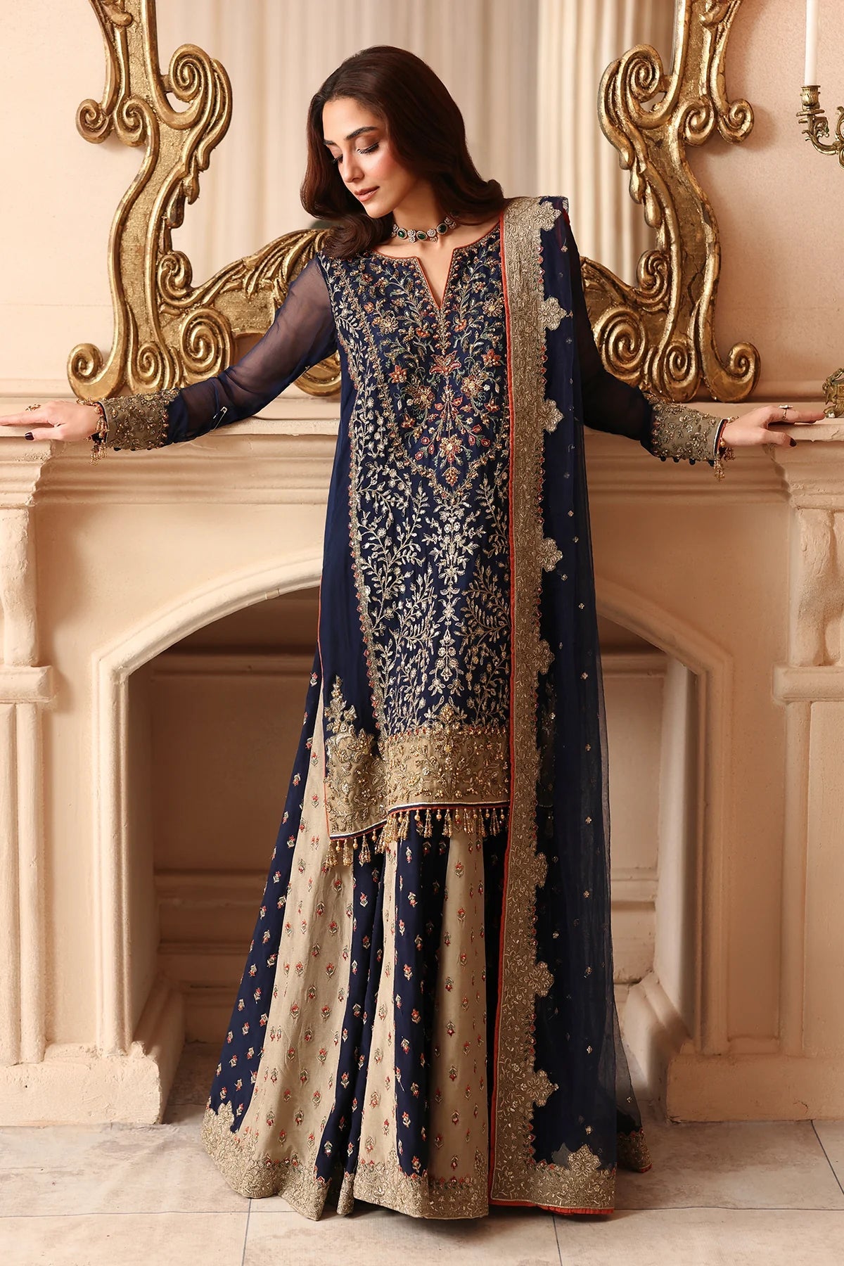 Charizma Dastan-e-Jashan Vol 1 2026 Design 02 - raw silk trouser and back view