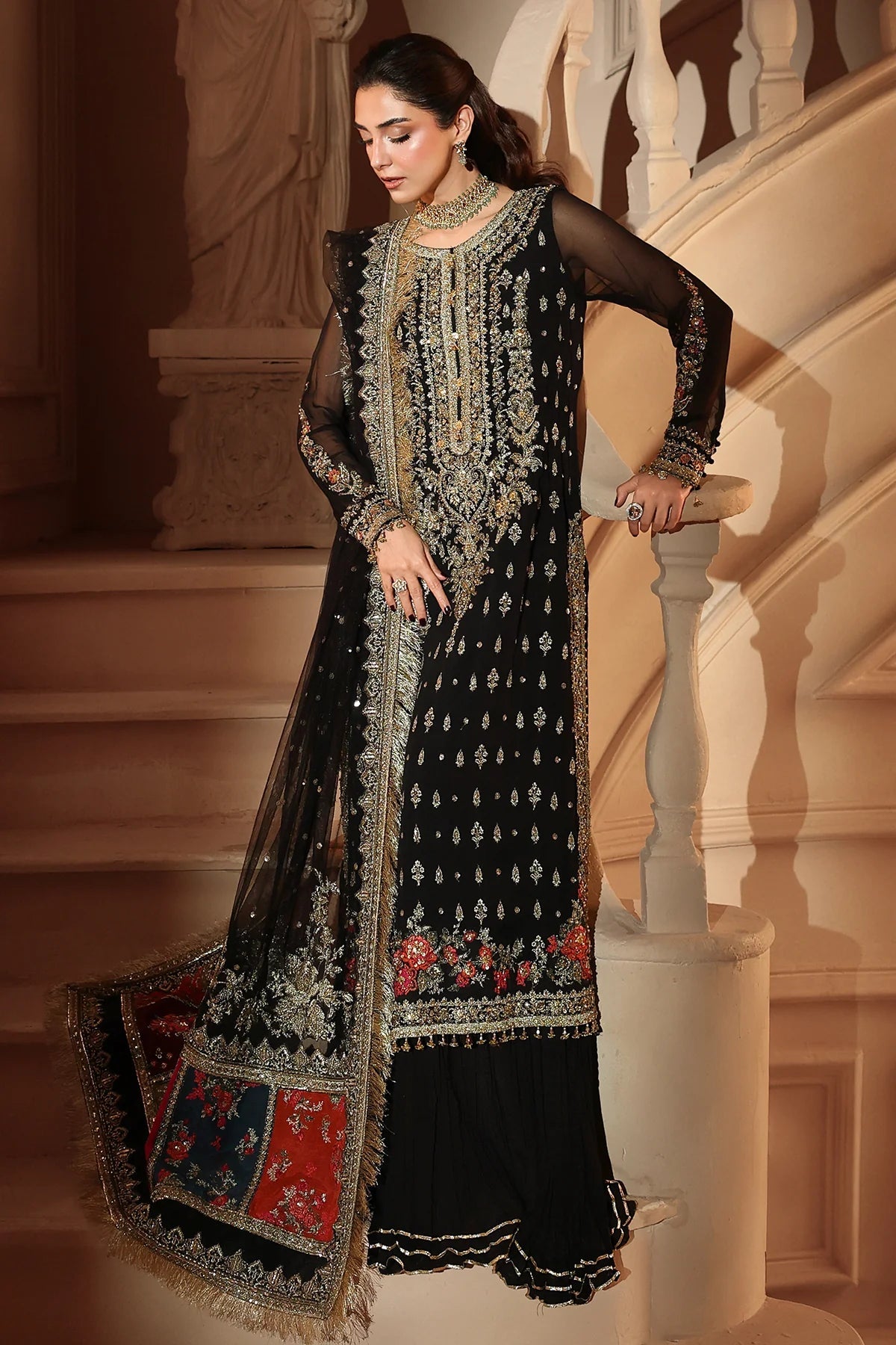 Charizma Dastan-e-Jashan Vol 1 2026 Design 04 - embroidered chiffon dupatta detail