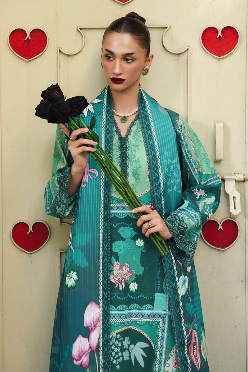 • 	Qalamkar suit in authentic Pakistani style with intricate embroidery