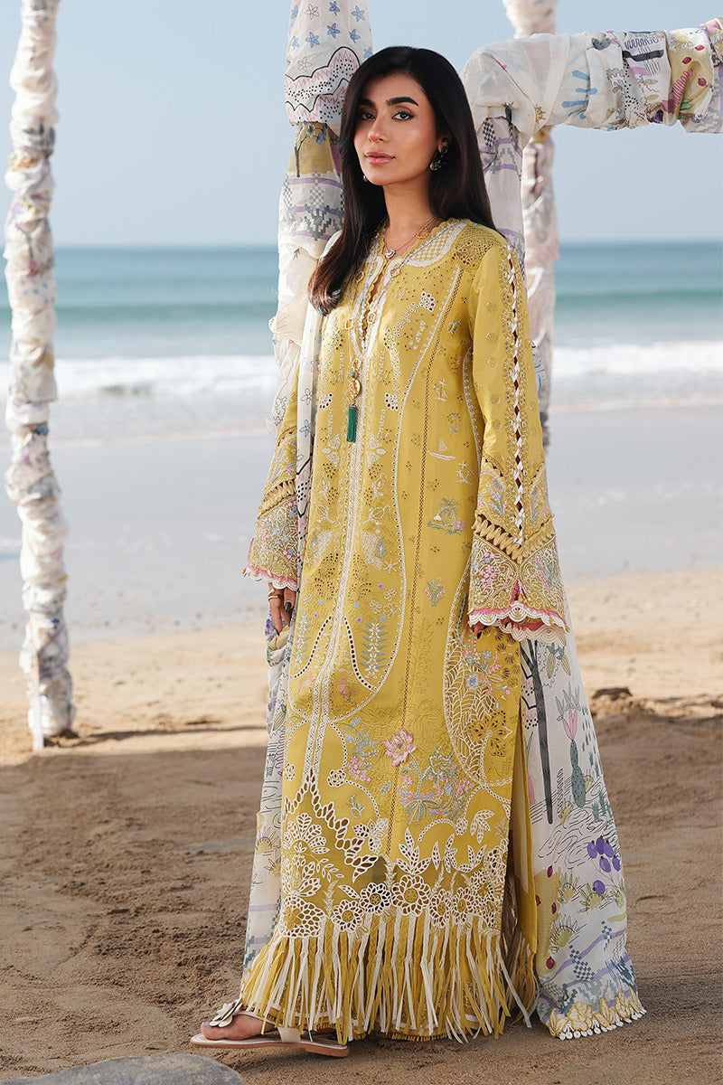 Qalamkar Sahil Luxury Lawn '26-SA-07 HIRA Aangan.the essence of lawn & chiffon