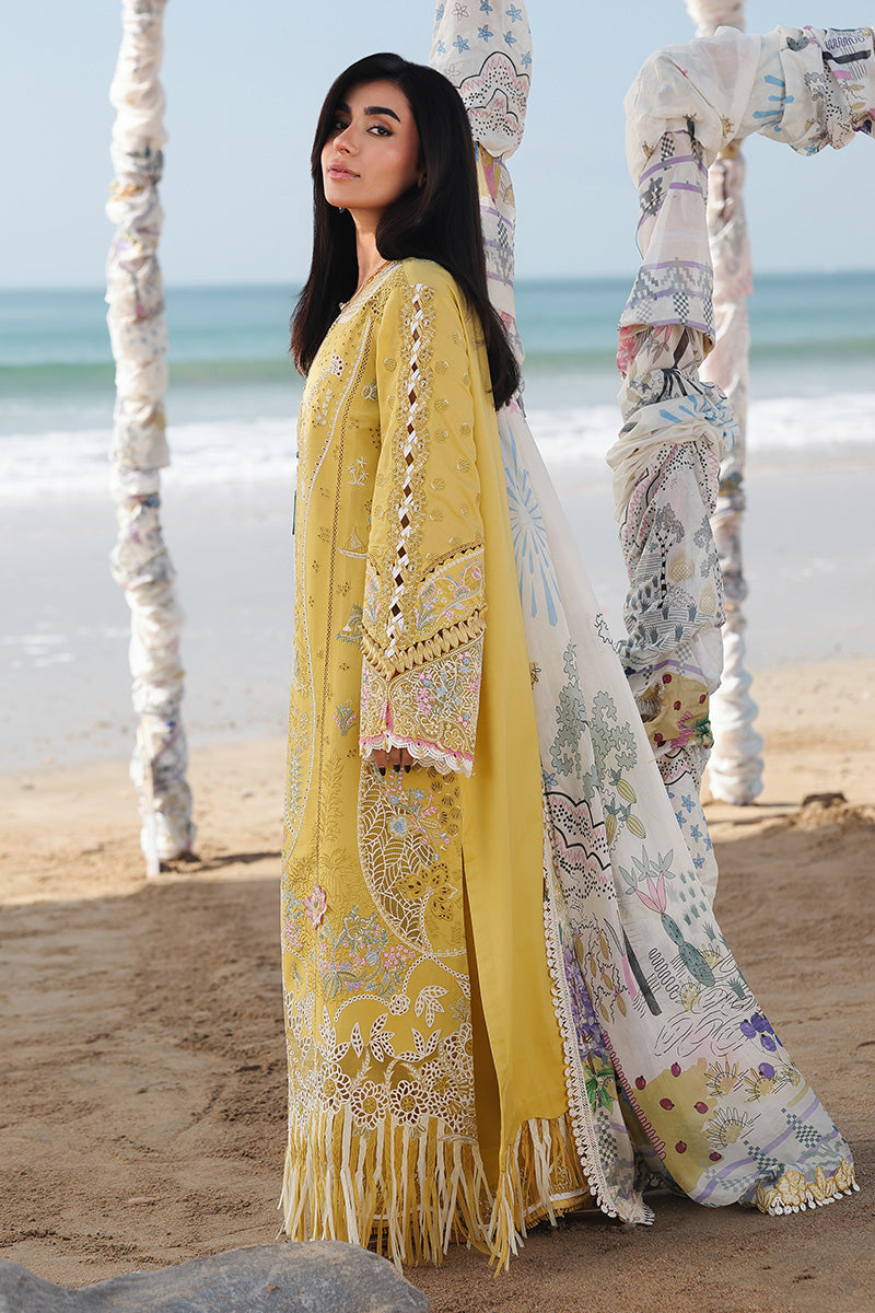 Qalamkar Sahil Luxury Lawn '26-SA-07 HIRA Aangan.the essence of lawn & chiffon