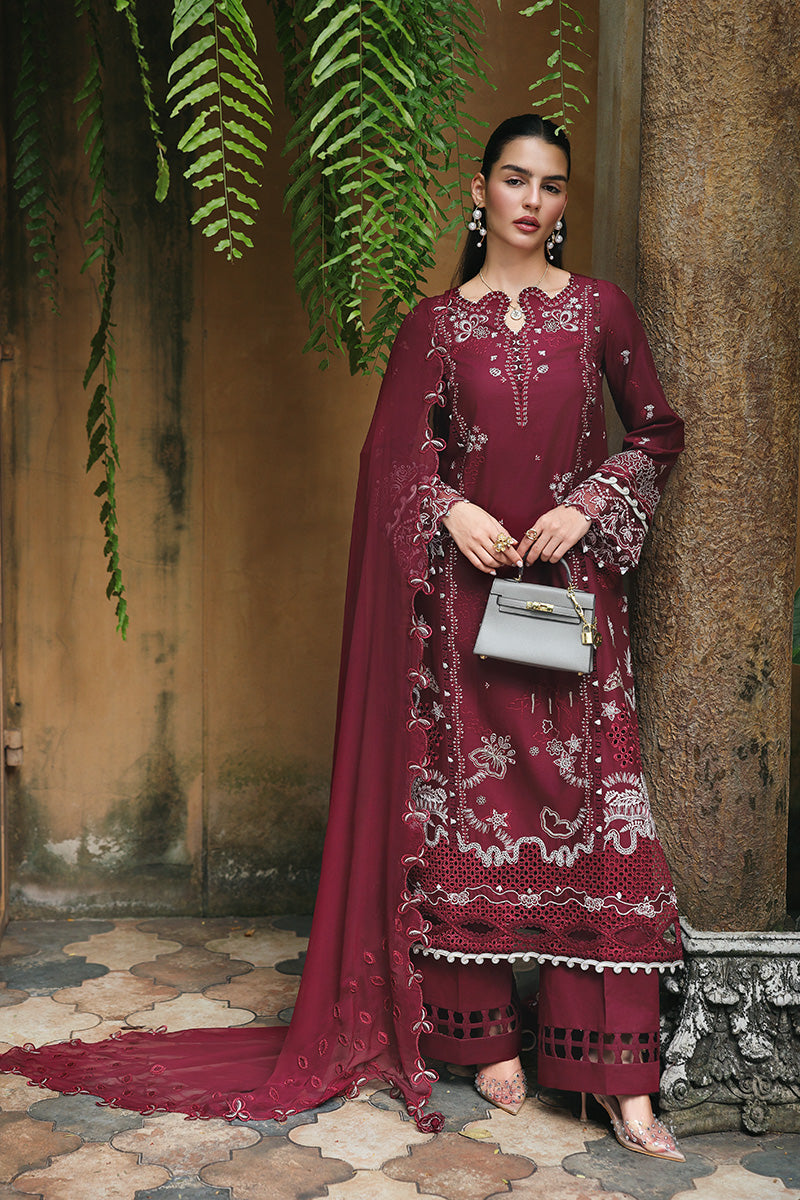 Qalamkar Qline Lawn Drop 1 =GARNET Aangan the essence of lawn & chiffon