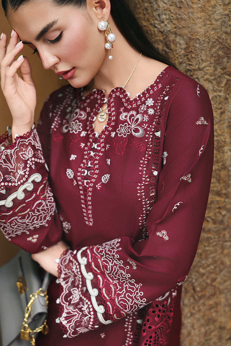 Qalamkar Qline Lawn Drop 1 =GARNET Aangan the essence of lawn & chiffon
