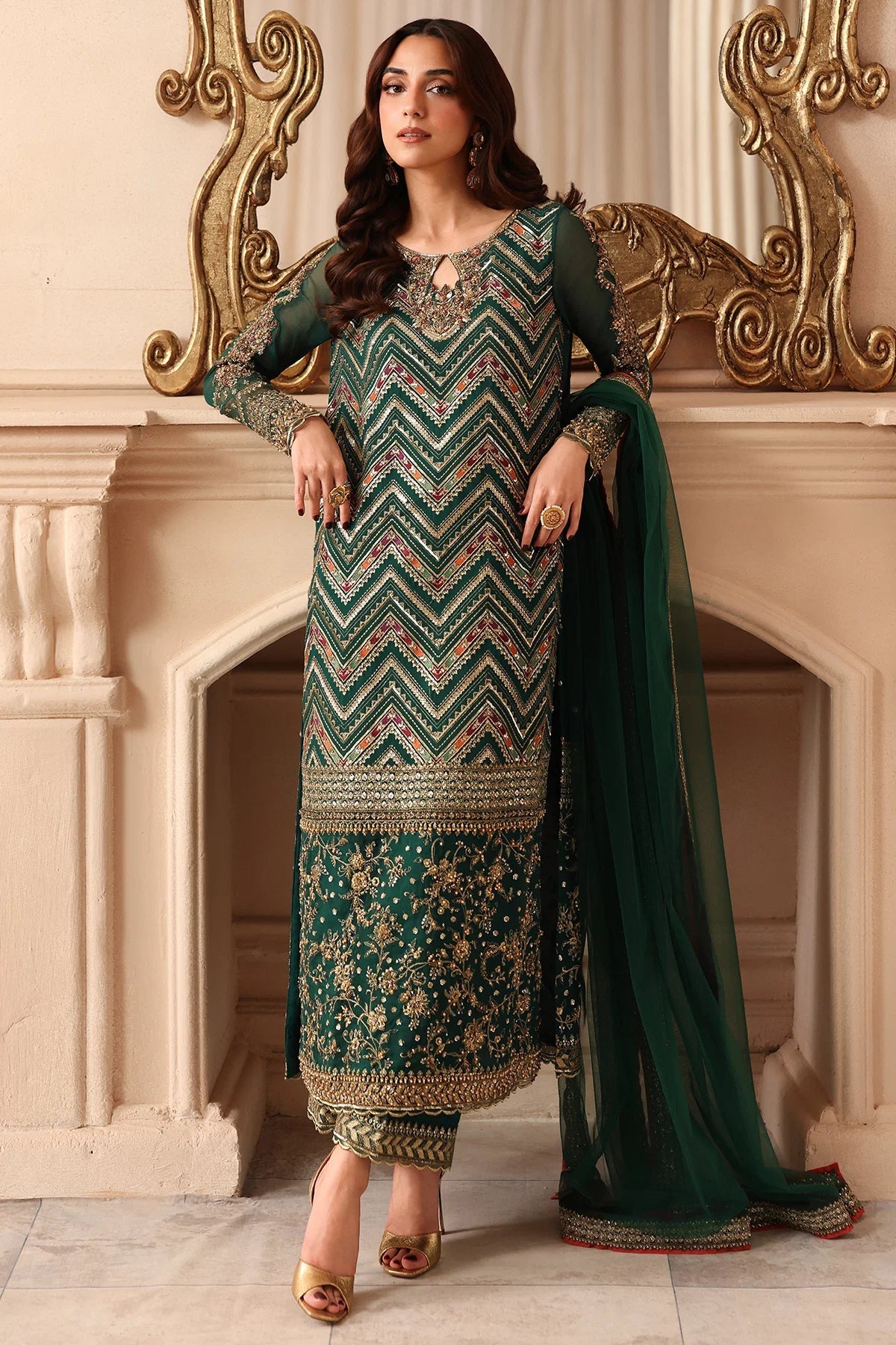 Charizma Dastan-e-Jashan Vol 1 2026 Design 07 - unstitched embroidered chiffon suit front view
