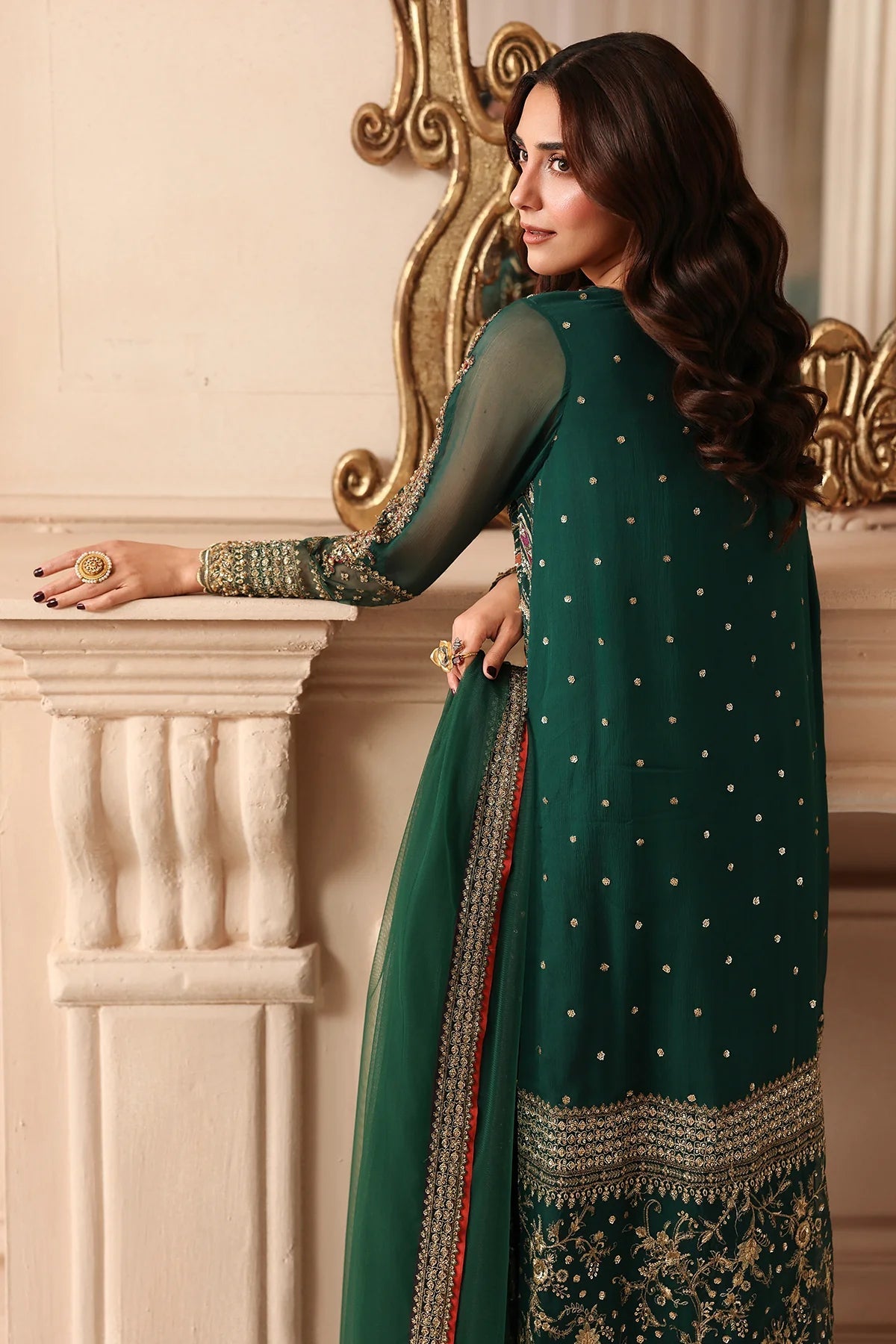 Charizma Dastan-e-Jashan Vol 1 2026 Design 07 - raw silk trouser and back view