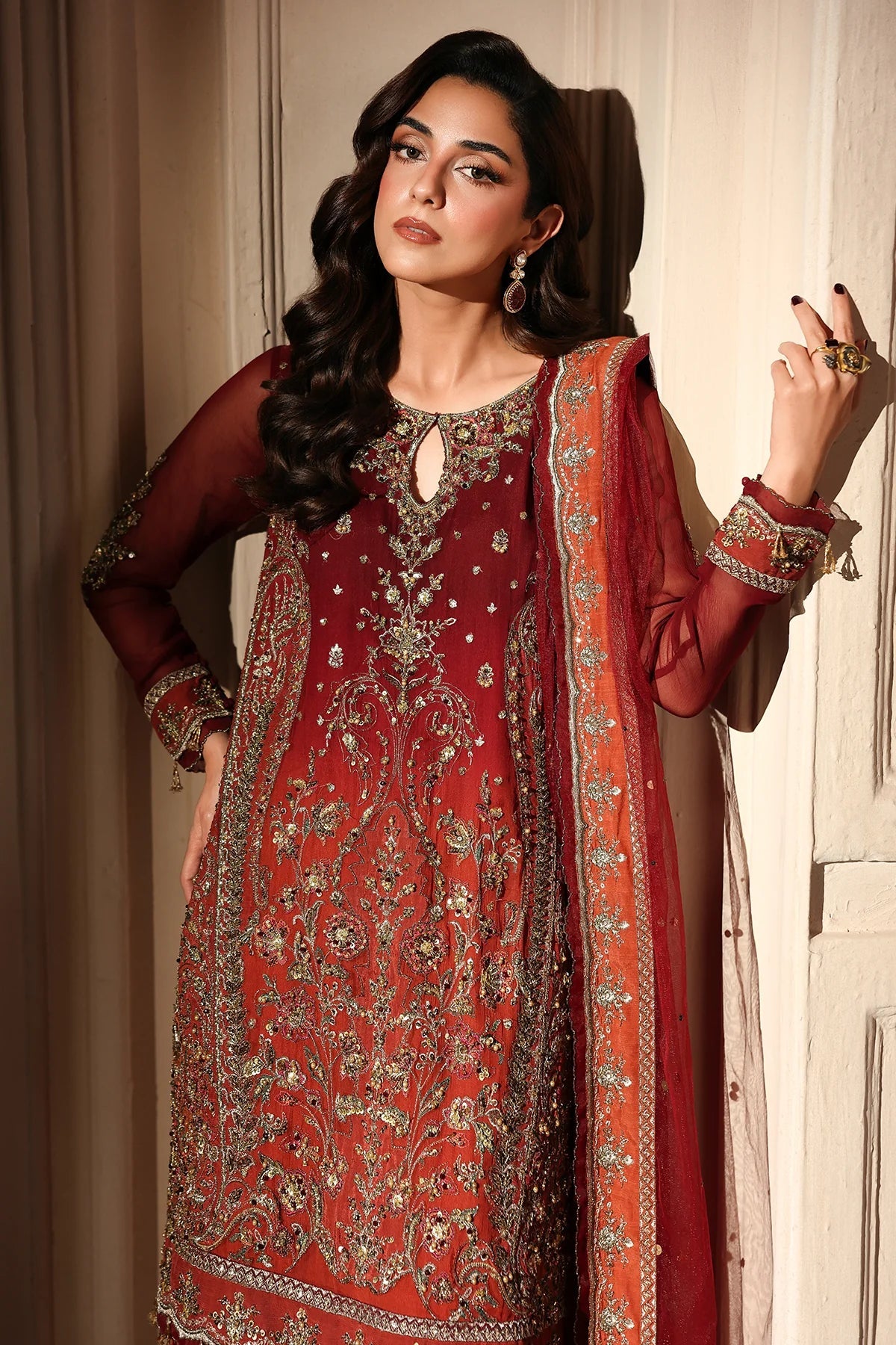 Charizma Dastan-e-Jashan Vol 1 2026 Design 08 - embroidered chiffon dupatta detail