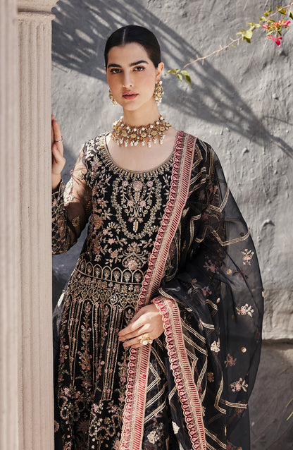 “Hand-embroidered organza suit with dupatta and silk trouser”