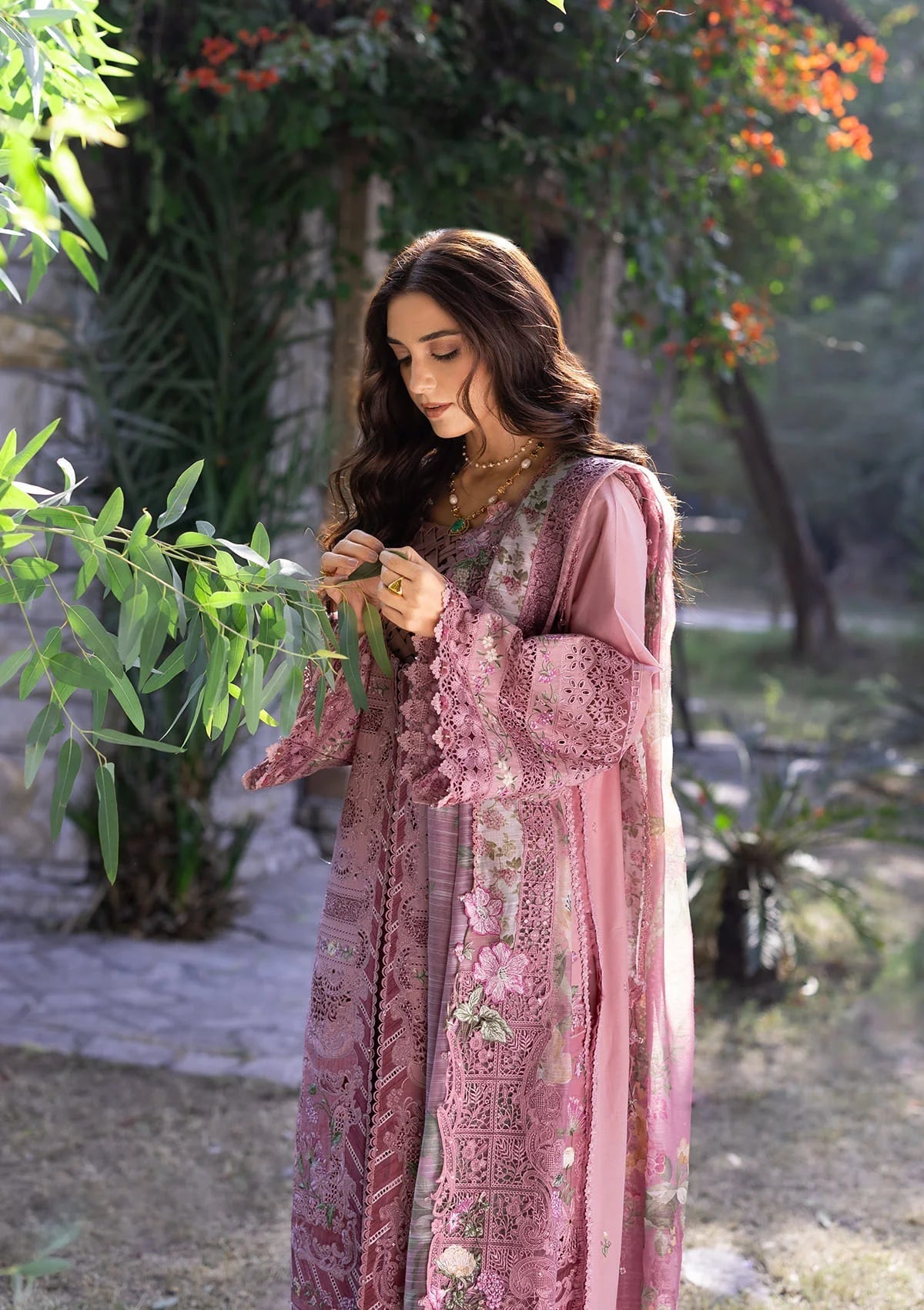 ELAF LUXURY LAWN '26=-09 ROSEE Aangan the essence of lawn & chiffon