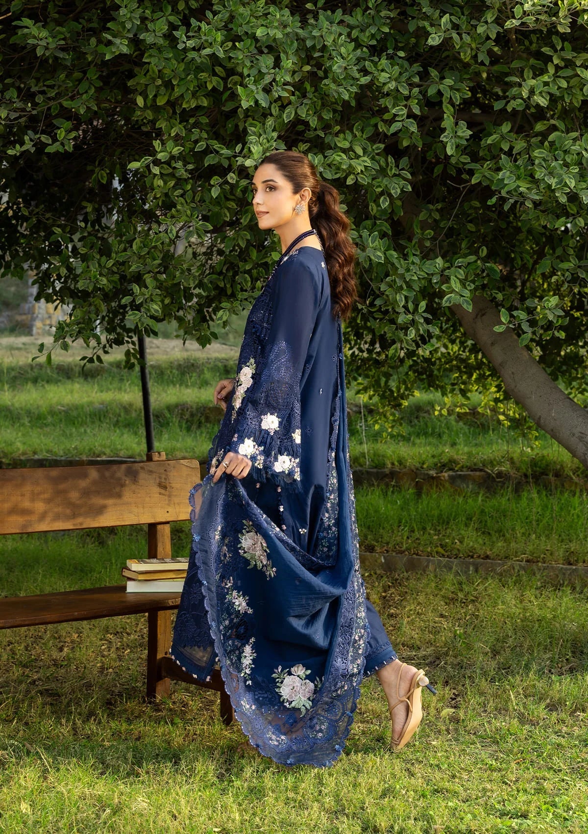 ELAF LUXURY LAWN '26=4B BLUE BELLE Aangan the essence of lawn & chiffon