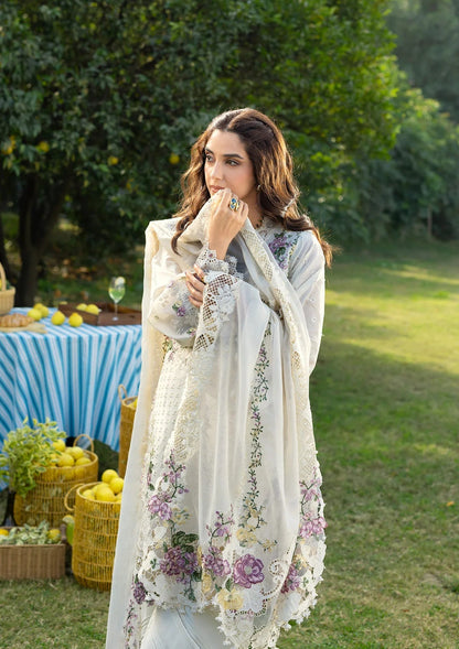 ELAF LUXURY LAWN '26=-3A PERLE Aangan the essence of lawn & chiffon