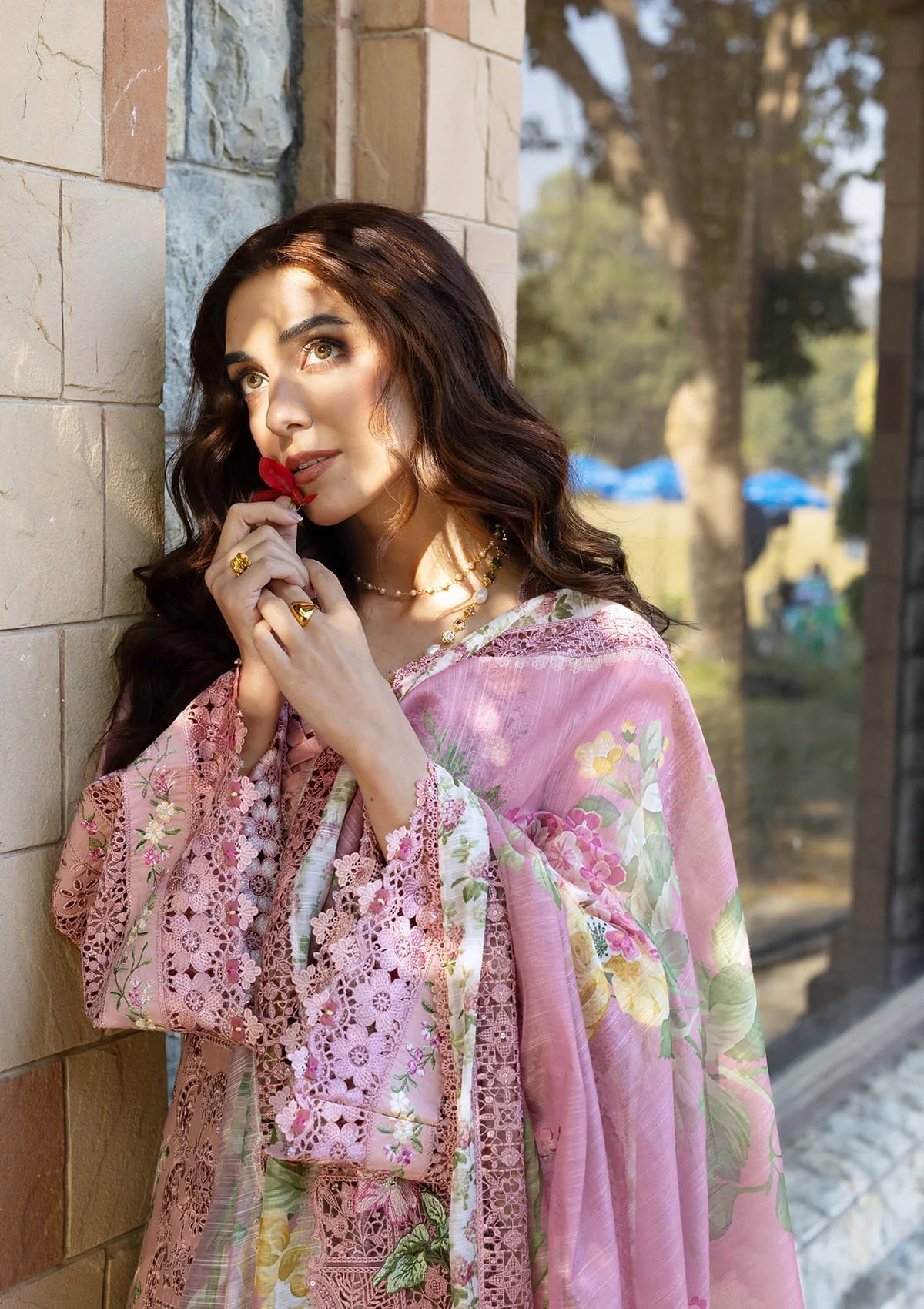 ELAF LUXURY LAWN '26=-09 ROSEE Aangan the essence of lawn & chiffon