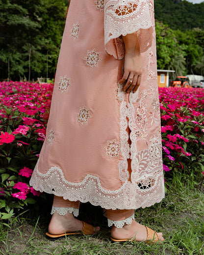 Secret Garden Hemline Lawn by Mushq 2026|Peach Blossom Aangan | the Essence of Lawn & Chiffon