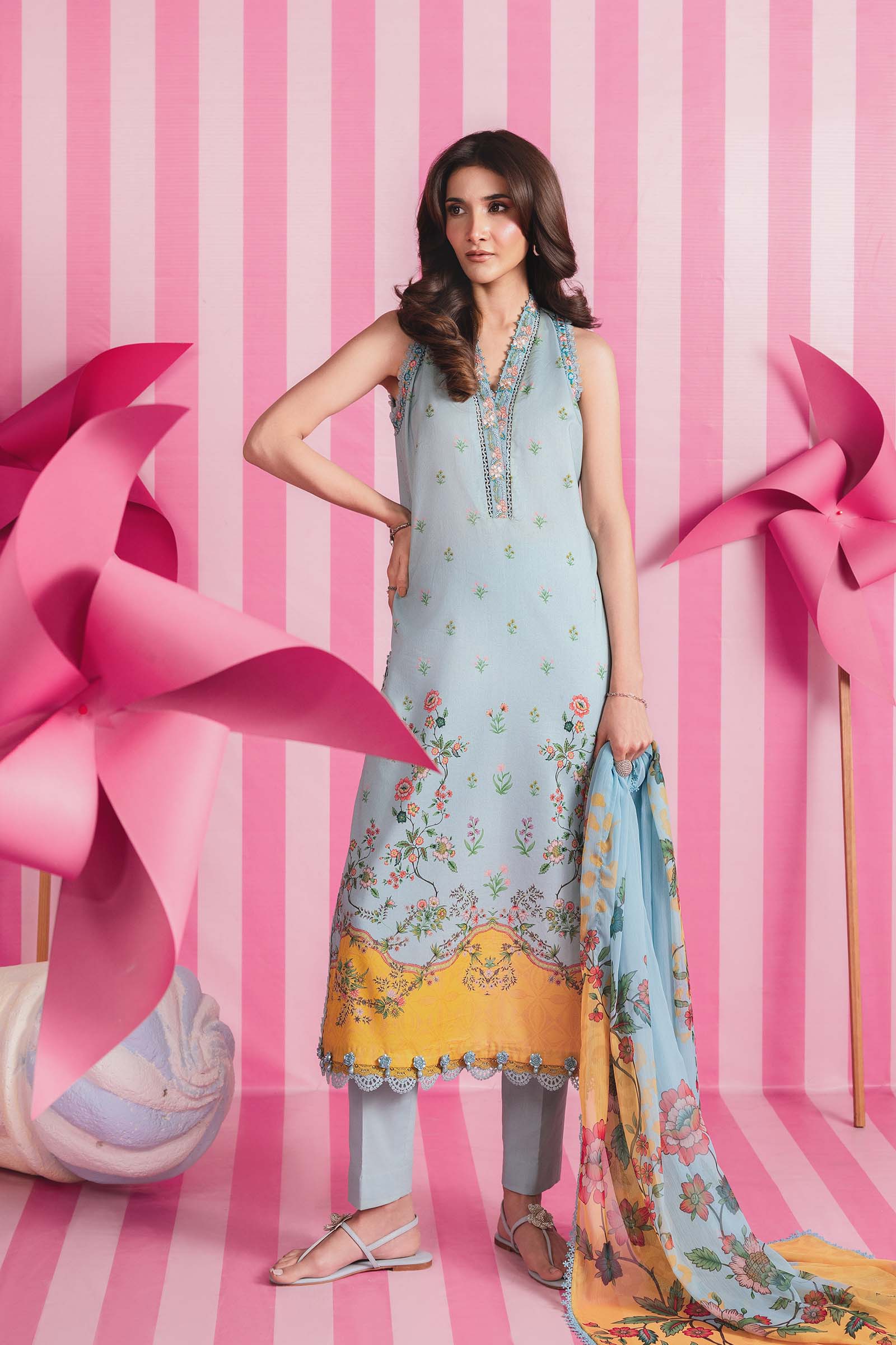 MARIA.B M.BASIC LAWN 2026-1B Aangan the essence of lawn & chiffon