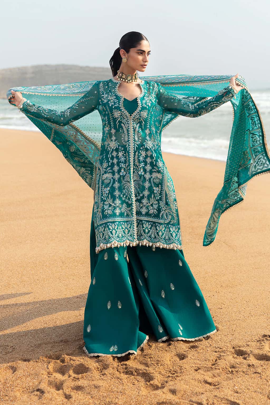 - “Unstitched 3-piece Pakistani festive wear – Afrozeh Firdaus”
