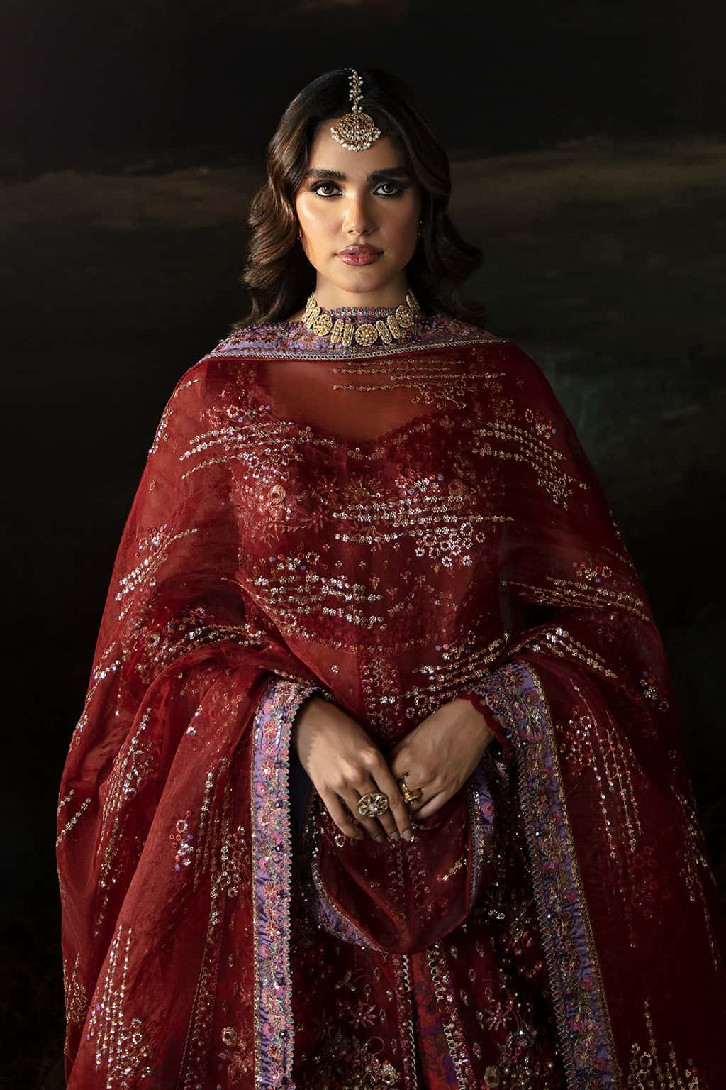 - s
Afrozeh Anaya luxury Pakistani suit with resham, tilla, and sequins embroidery
- 
