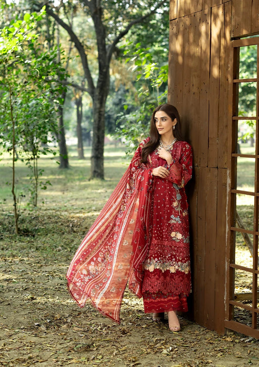 Elaf Chikankari Prints Lawn 2026=ERC-1B MARJAAN Aangan the essence of lawn & chiffon