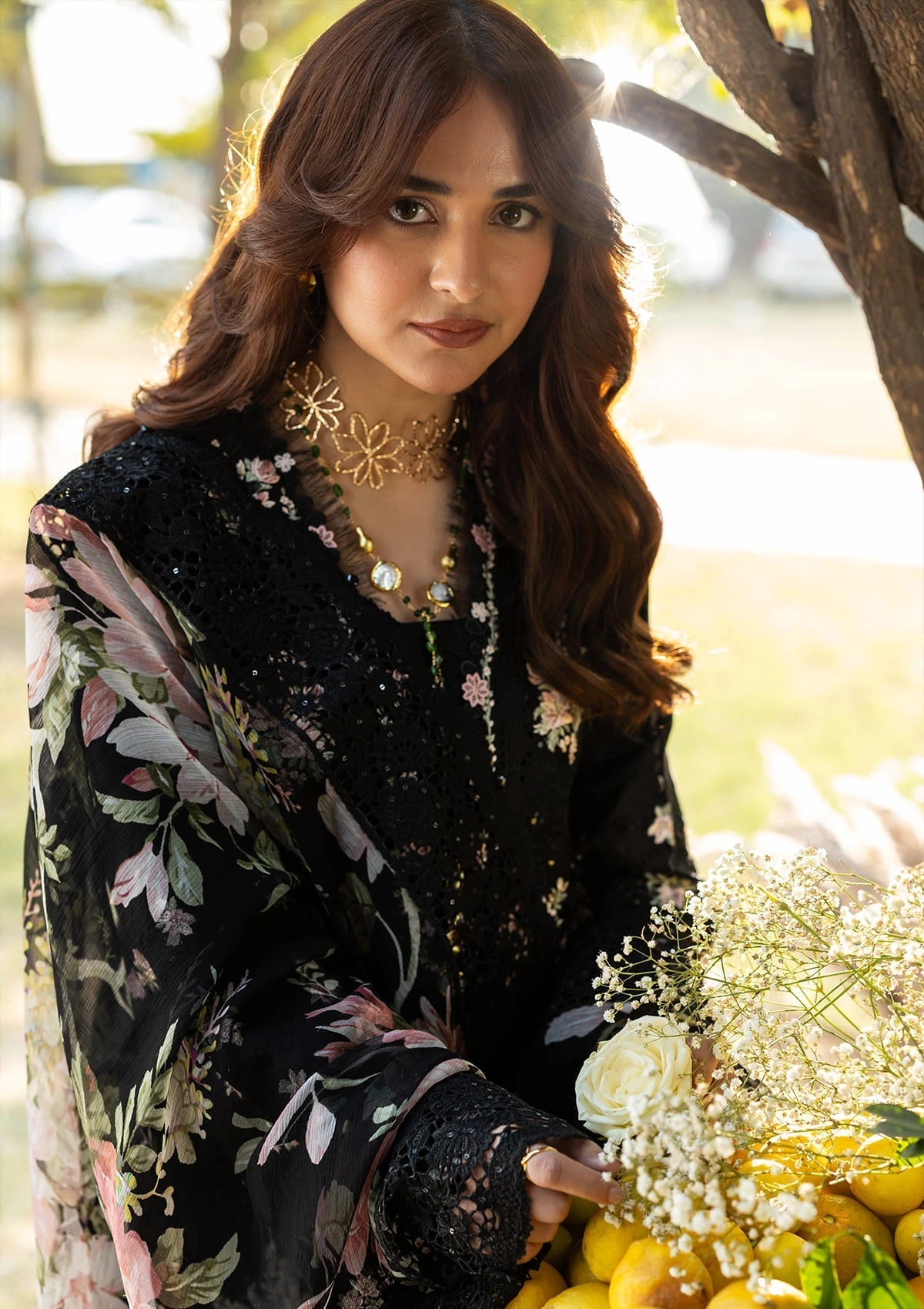 ELAF LUXURY LAWN '26=2B MIDNIGHT BLOSSOM Aangan the essence of lawn & chiffon