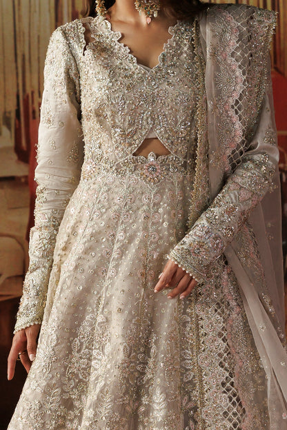 Skin Organza Pakistani wedding suit close-up embroidered panel - Aangan