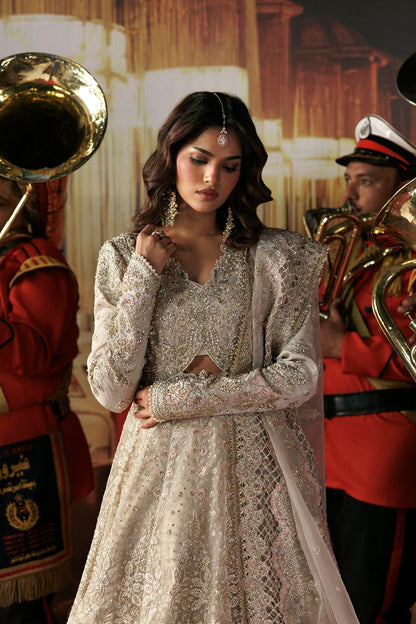 Skin Organza Pakistani wedding suit sleeve embellishment detail - Aangan