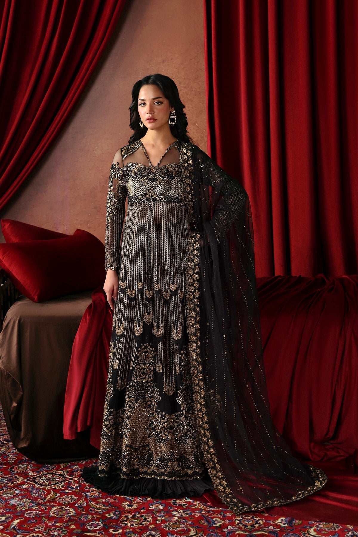 Chariot by Afrozeh - La Fuchsia 2026 unstitched festive suit, front view | Aangan