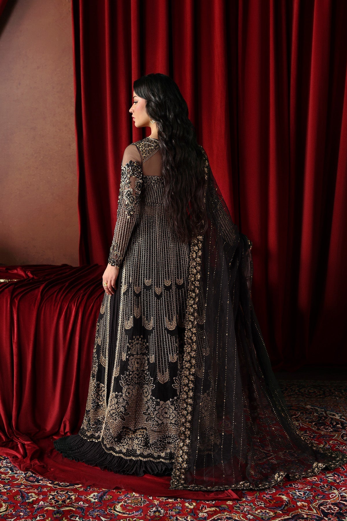Chariot by Afrozeh - La Fuchsia 2026 hand-embellished embroidery detail | Aangan