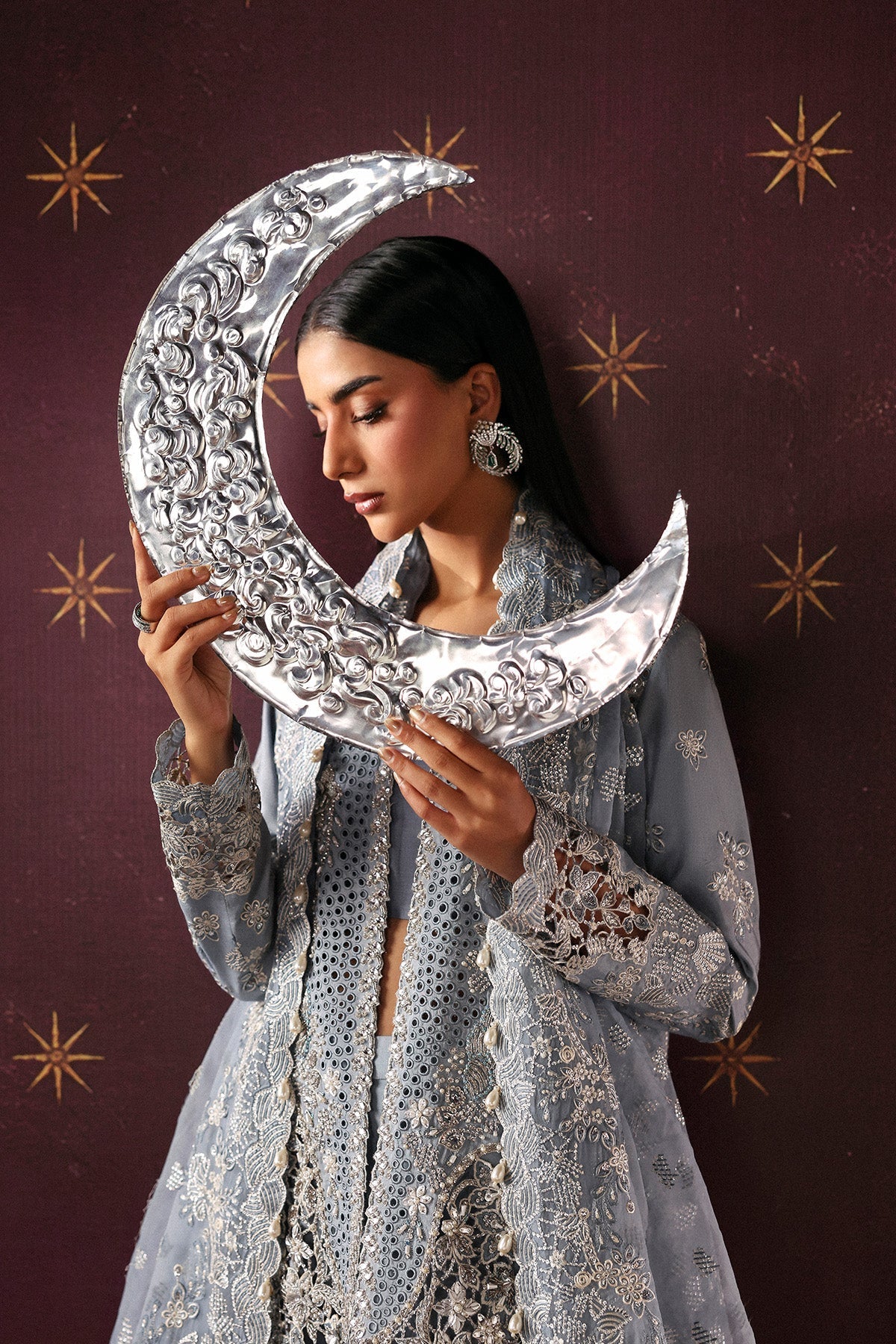 Magician by Afrozeh - La Fuchsia 2026 hand-embellished embroidery detail | Aangan