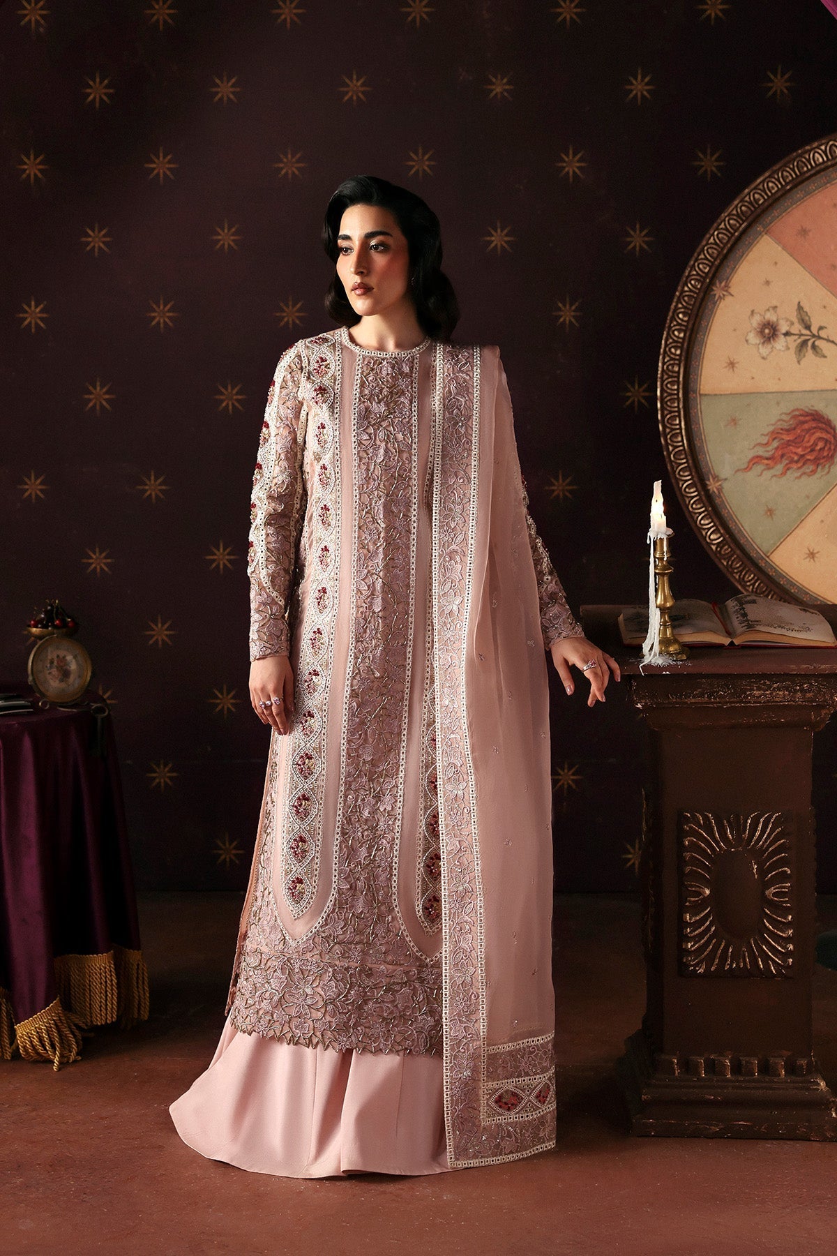 Hermit by Afrozeh - La Fuchsia 2026 unstitched festive suit, front view | Aangan