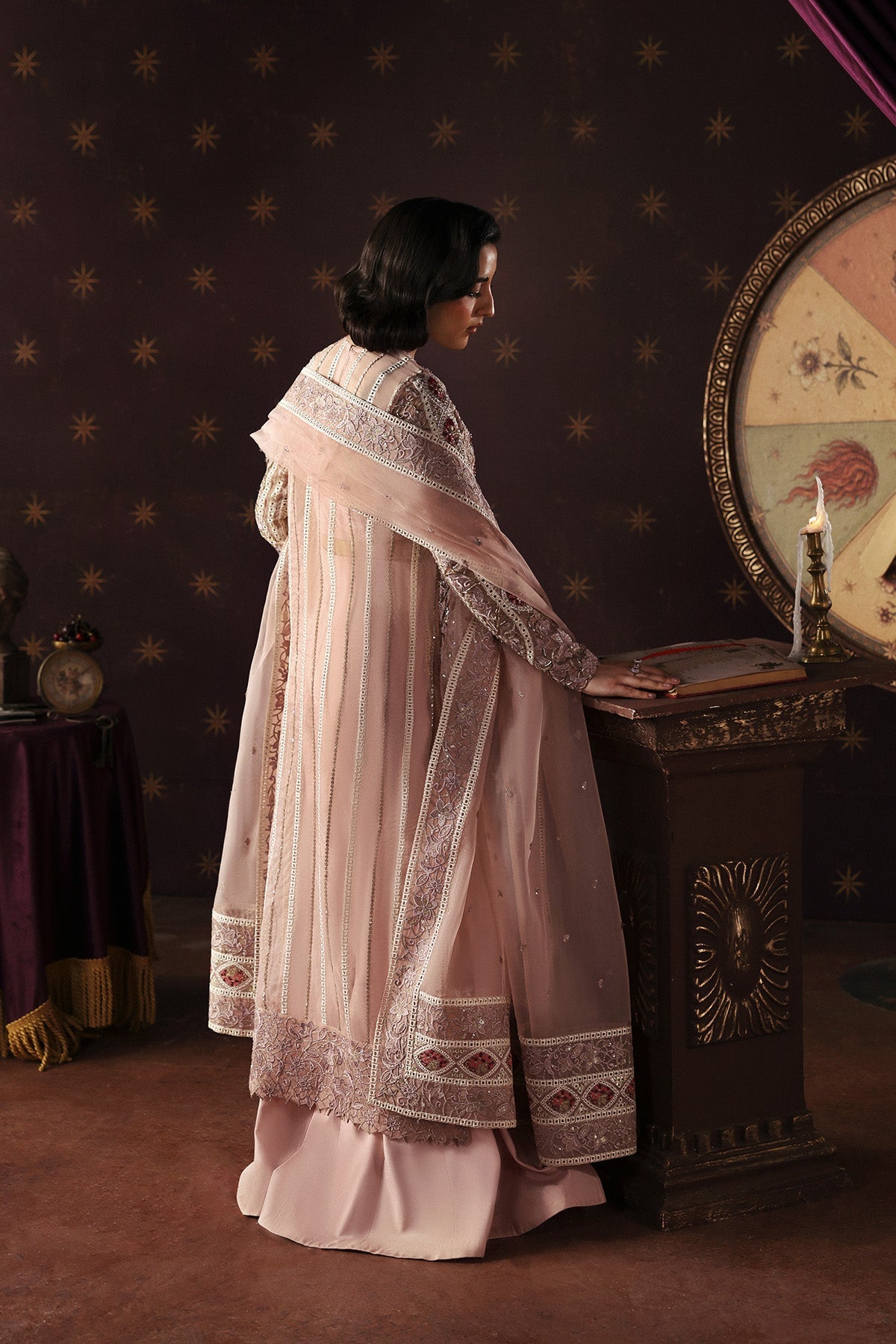 Hermit by Afrozeh - La Fuchsia 2026 hand-embellished embroidery detail | Aangan