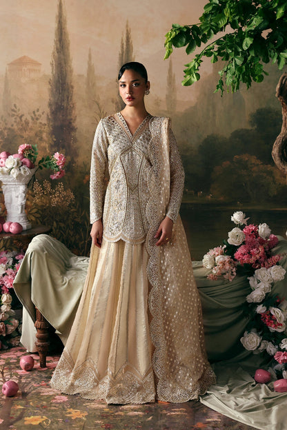 Emperor by Afrozeh - La Fuchsia 2026 unstitched festive sharara suit, front view | Aangan