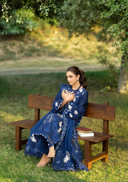 ELAF LUXURY LAWN '26=4B BLUE BELLE Aangan the essence of lawn & chiffon