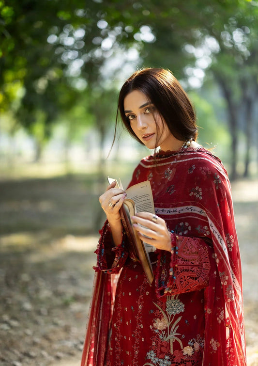 Elaf Chikankari Prints Lawn 2026=ERC-1B MARJAAN Aangan the essence of lawn & chiffon