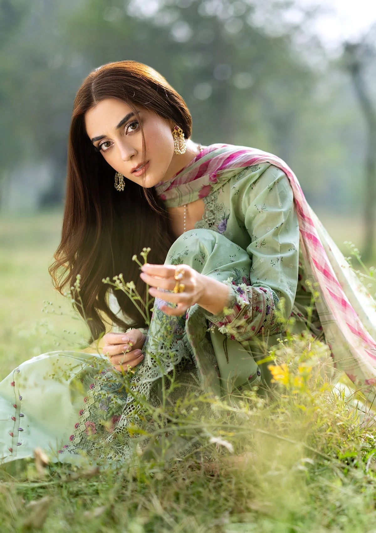 Elaf Chikankari Prints Lawn 2026=ERC-7B NAHL Aangan the essence of lawn & chiffon