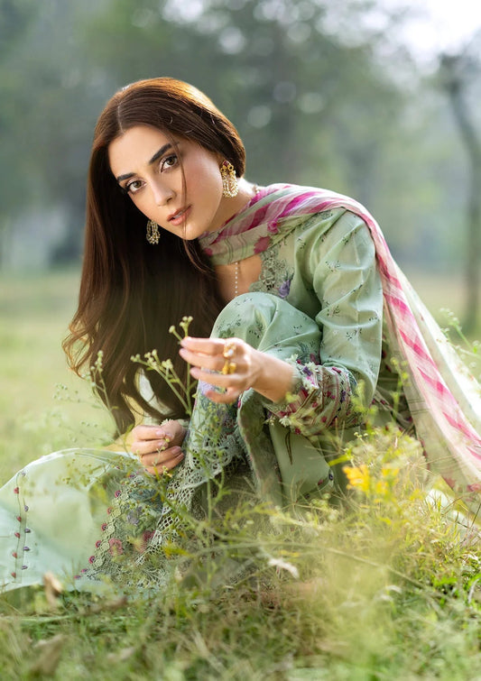Elaf Chikankari Prints Lawn 2026=ERC-7B NAHL Aangan the essence of lawn & chiffon