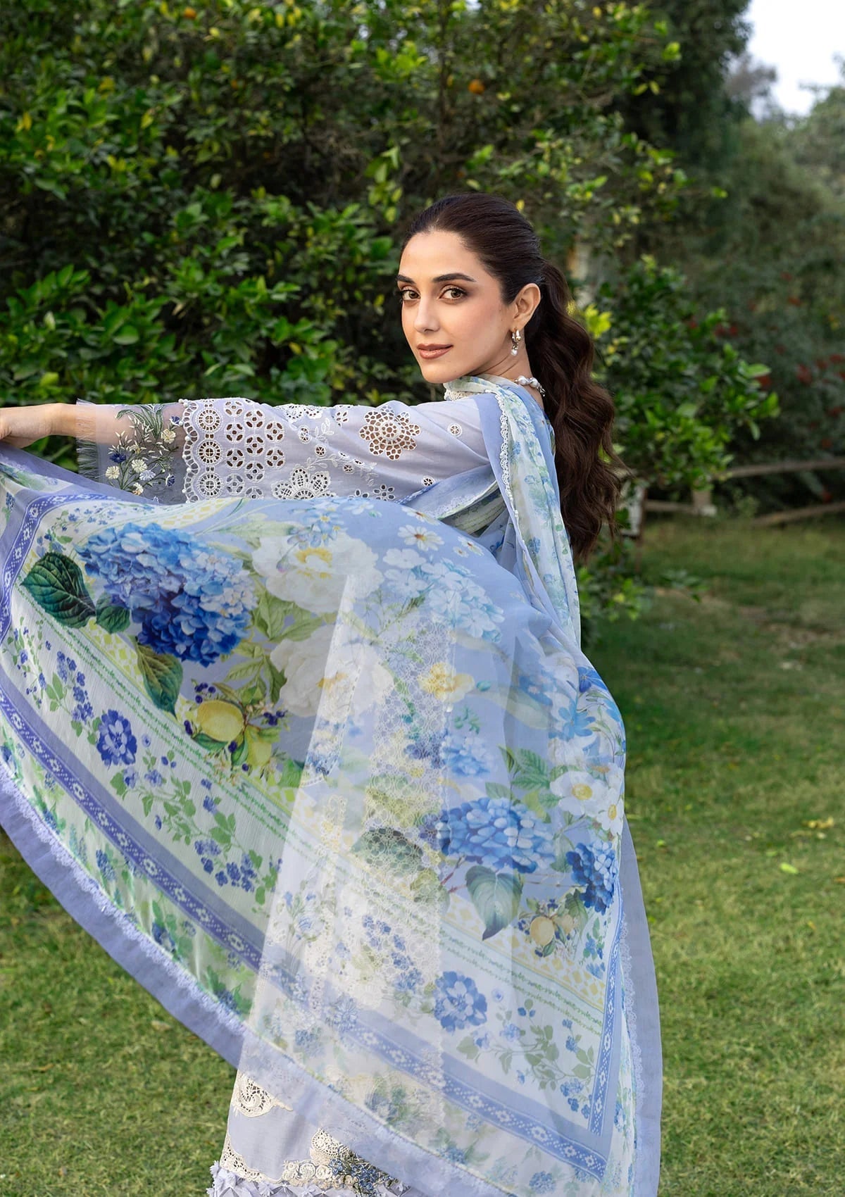 ELAF LUXURY LAWN '26=12 SKY BLISS Aangan the essence of lawn & chiffon